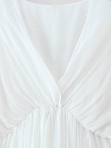 Abito Lungo Estivo con Scollo a V e <span class=keywords><strong>Maniche</strong></span> a Volant, <span class=keywords><strong>Vestito</strong></span> Casual da Donna, Maxi Abito Nero e <span class=keywords><strong>Bianco</strong></span> - Product Image 2
