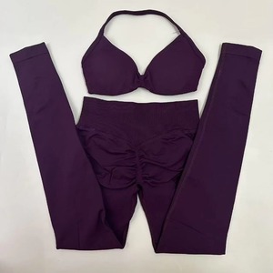 Nahtloses Yoga-Set für Damen, Workout-Scrunch-Leggings-Set, Sport-BH mit Trägern, Fitness-Gym-Kleidung, Workout-Set, 2-teilig - Product Image 6