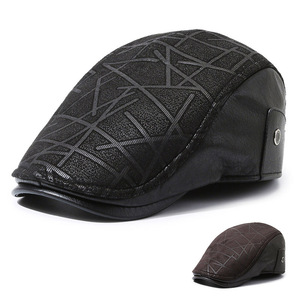Men's Beret Canvas Winter Casual Hat For Outdoor Use Black Coffee Color - Product Image 1
