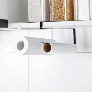 League Wall Mounted Paper Towel Holder Black Punch Free Kitchen Storage Rack Rectangle Shape - Product Image 1
