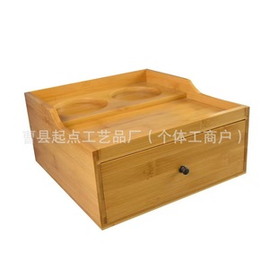 Caja de almacenamiento de madera para lavabo con cajón, organizador cuadrado de madera maciza para estantes de baño - Product Image 5