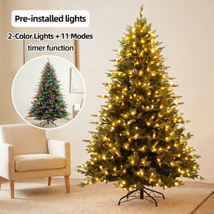 <span class=keywords><strong>Sapin</strong></span> de Noël pliable et réaliste en PE/PVC écologique, pré-éclairé, ignifuge, pour décoration intérieure, gain de place - Product Image 2