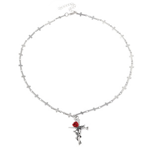 Collana con Ciondolo a Cuore Gotico Scuro, Collana con Cuore di Cristallo Rosso, Collana con Cuore di Rubino, Gioielli di Halloween per Donne - Product Image 5