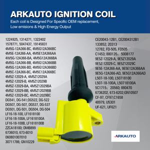 ARKAUTO高性能点火コイルパック4M5G-12A366-BC UF621 FD505 DG507フォードフォーカスマツダ3 6ボルボリンカーン2.0 <span class=keywords><strong>2.3</strong></span> 2.5 - Product Image 4