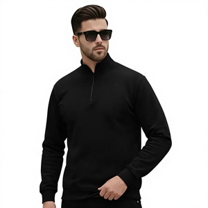 Pull en maille à demi-zip pour homme, coupe classique, décontracté, automne-hiver, 100 % coton, couleur unie, vente en gros, OEM, en stock - Product Image 3