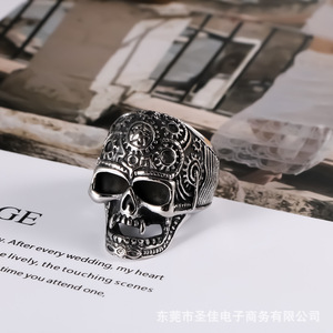 European Style Punk Skull <b>Titanium</b> Steel <b>Ring</b> Men's Party Jewelry SA883 - Product Image 5