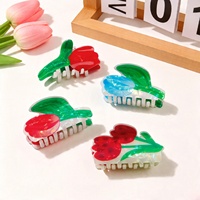 Pince à cheveux requin colorée en plastique, motif tulipe et rose, pour filles, bijou de mode pour l'arrière de la tête, en stock