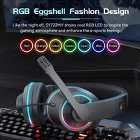 Casque de jeu filaire SY722 avec effet lumineux RVB, écouteurs supra-auriculaires avec micro pour PC, ordinateur portable, PS4, Xbox, écouteurs rétroéclairés RVB, ODM