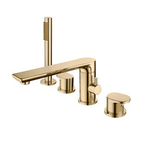 Robinet de baignoire Lusa en laiton poli, moderne, à double poignée, quatre trous, pour usage hôtelier, avec cartouche céramique à jet doux, garantie 5 ans