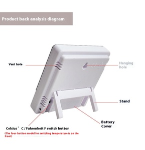 HTC-1 màn hình lớn hiển thị kỹ thuật số trong nhà Nhiệt kế điện tử đồng hồ báo thức nhà máy đơn giản treo tường nhiệt độ hộ gia đình - Product Image 6