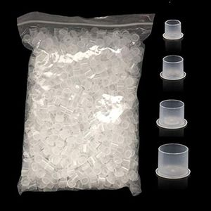 1000 unidades de vasos de plástico transparentes para tinta de tatuaje, de 17mm, 14mm y 11mm, con base autoestable, para pigmento de tatuaje - Product Image 2