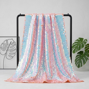 Tissu brodé à paillettes multicolores, vente <span class=keywords><strong>au</strong></span> mètre, haute qualité, rose, bleu, Pastel, vente en gros - Product Image 4