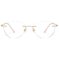 Monture de lunettes optiques pour femmes en titane pur sans monture, tendance or rose