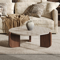 Table basse en pierre à prix abordable, style simple, cadre en bois nordique, mobilier de salon moderne de luxe avec rangement