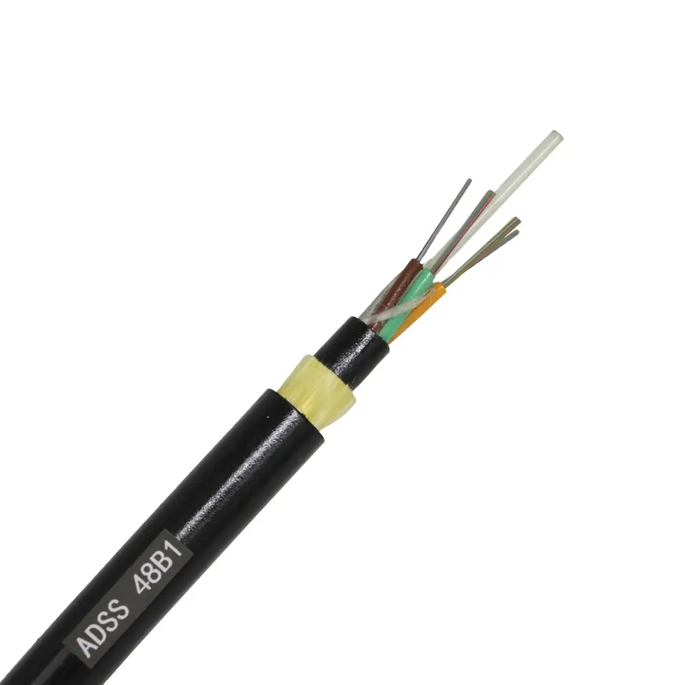 Venta al por mayor de alto rendimiento CE ISO RoHS FCC OEM FTTX sistemas ADSS Cable de fibra óptica para exteriores