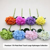 Hydrangeas artificiels à tige unique, toucher soyeux, 176 pièces pour mariage, décoration intérieure, vente en gros