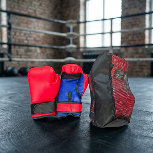 Guantes de Boxeo Rojos y Azules de Cuero PU, Equipo de Sparring Resistente con Bolsa de Malla, Equipo de Entrenamiento Unisex - Product Image 4