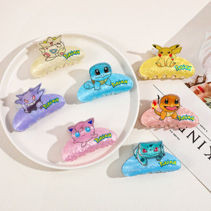 Pince à cheveux en acrylique motif dessin animé, très populaire, pour queue de cheval d'étudiant, cadeau pour enfants, accessoires capillaires Pikachu, vente en gros - Product Image 1