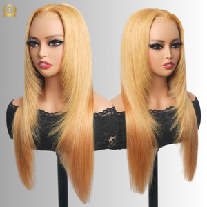 Siêu Đôi Rút Ra Hai Lớp Xương Thẳng Tóc Giả Tóc Con Người, Nguyên Liệu Việt Nam Tóc Glueless Tóc Giả Tóc Con Người Ren Phía Trước Vàng Màu Tóc Giả - Product Image 1