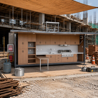 Cuisine mobile en conteneur d'acier, unité de cuisine modulaire préfabriquée pour extérieur, atelier pliable 3M 4M 6M, cabine de chantier, site de travail à distance