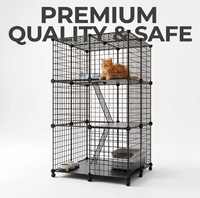 Cage pour chat pliable carrée de luxe écologique en fil de fer, style antique classique, enclos pour animaux de compagnie pour petits animaux, fermeture moderne à boutons