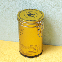 Boîte hermétique ronde en fer blanc pour thé, café, bonbons, aliments pour bébés, aliments pour animaux, chocolat et biscuits, avec couvercle à anneau de traction et verrou de sécurité