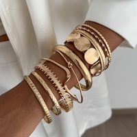 Ensemble de bracelets joncs vintage empilables à motifs gravés pour femme, manchette ouverte tendance pour le quotidien, accessoires de bijoux, cadeaux