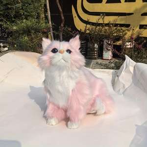 Petit <span class=keywords><strong>chat</strong></span> <span class=keywords><strong>persan</strong></span> bleu coloré en peluche, mignon, réaliste, personnalisable en plusieurs couleurs, léger, moelleux, ornement animal en fausse fourrure - Product Image 5