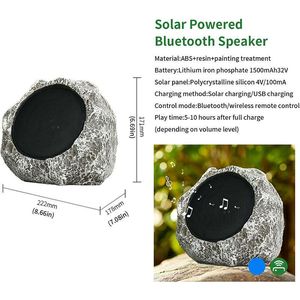 Không dây ngoài trời Rock loa với 1500mAh năng lượng mặt trời Powered cho Patio bên ngoài vườn BBQ boong hồ bơi điều khiển từ xa - Product Image 6
