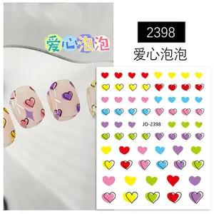 New Macaron Star Love Heart Nail Stickers & decalcomanie Colorful Love Heart Cartoon Nail Stickers 5d Nail Sticker For Kids