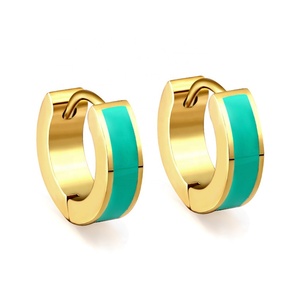 Pendientes Redondos Clásicos Personalizados, Chapados en Oro de 18K, Acero Inoxidable, Joyería para Mujer - Product Image 6