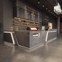 Comptoir de bar multifonctionnel en MDF de style industriel moderne en forme de L, caissier, restaurant, salle de sport, salle à manger, réception, table de réception
