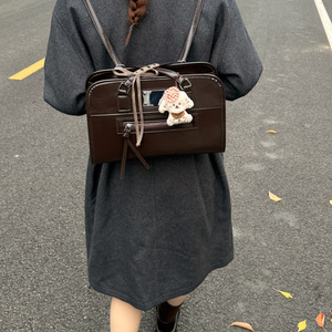 Sac Boston en cuir ciré vintage pour femmes, petit sac bandoulière de luxe, sac à main polyvalent, sac à bandoulière - Product Image 3