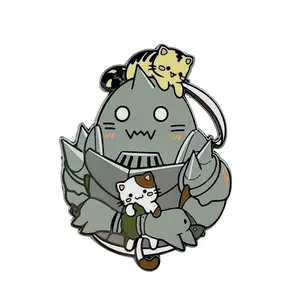 Yüksek kaliteli Alphonse Elric Cloisonne cilalı alaşım broş pimleri Anime Fullmetal Alchemist hayranları için hediyeler olarak