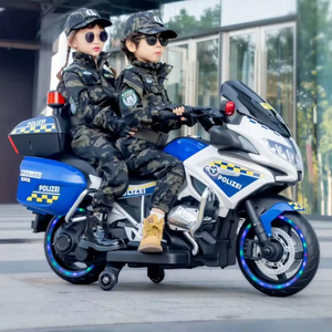 Moto électrique grande taille pour enfants, voiture porteur en plastique alimentée par batterie 12V, roues puissantes, jouet inspiré de la police - Product Image 3