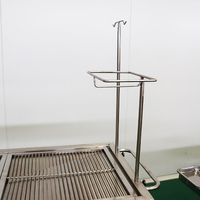Table d'opération hydraulique en acier inoxydable 304 - Hauteur réglable par commande au pied, avec plateau porte-infusions et bac à déchets, pour chirurgie animale, certifiée CE