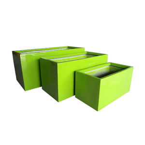 Ensemble de pots à fleurs en fibre de verre prêts à être expédiés en gros, jardinières rectangulaires à plusieurs niveaux pour la décoration de jardin et de patio extérieur - Product Image 1