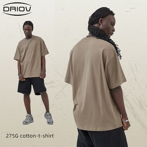 เสื้อยืดโอเวอร์ไซซ์สุดฮอตสำหรับผู้ชายเสื้อผ้าแนวสตรีทผ้าฝ้าย100% 275กรัมเปิดไหล่ตกเสื้อยืดธรรมดาโลโก้ตามสั่งแบบหรูหรา - Product Image 3