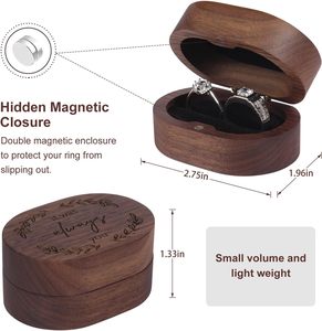 Caja para Anillo de Boda para Propuesta de Matrimonio, Soporte para Anillo de Compromiso, Regalo para el Día de la Boda, Caja de Almacenamiento de Anillos Rústica de Madera Hecha a Mano - Product Image 2