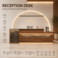 Bureau d'accueil commercial moderne avec décoration en pierre artificielle, idéal pour les projets de hall d'hôtel, prend en charge l'OEM et l'ODM