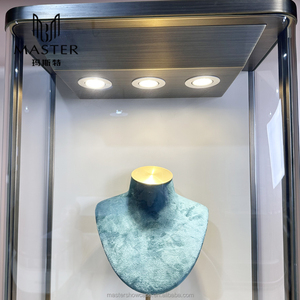 Exposição de vidro curvo personalizada Gabinete de exibição de parede em aço inoxidável <span class=keywords><strong>Showcase</strong></span> LED Lockable Jewelry Wall <span class=keywords><strong>showcase</strong></span> - Product Image 4