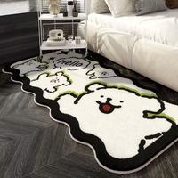 Tapis de Chevet en Peluche Alien Dessin Animé Haut de Gamme en Polyester Fausse Cachemire pour Chambre de Fille Résistant au Froid et à la Saleté pour Baie Vitrée