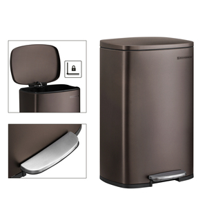 Towmics — <span class=keywords><strong>poubelle</strong></span> à pédale de 50l, corbeille d'intérieur en acier inoxydable avec couvercle en plastique, fermée lente, de grande capacité - Product Image 4