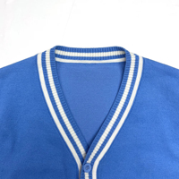 Cardigan en tricot acrylique à col en V avec bordure rayée, style preppy, boutonné, coupe ample, pour hommes et femmes, uniforme décontracté pour lycéens et étudiants LVLAEA