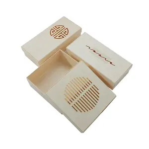 中式可生物降解空心雕刻定制标志木盒糕点甜点放牧盒新设计木制礼品盒