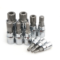 10PCS Set Soket Torx Bit Triple Square Spline Bit Socket Kit 1/4 3/8 1/2 Drive untuk Perbaikan Mobil