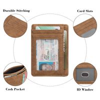 Dompet Minimalis Tipis Ringkas Anti-RFID untuk Pria dan Wanita, Tempat Kartu Kulit