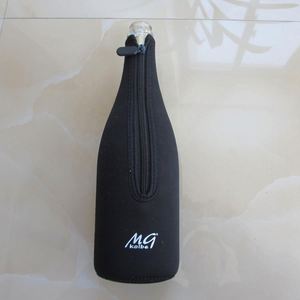 Housse isotherme pour bouteille de vin en néoprène noir avec logo personnalisé, imperméable et tendance, avec fermeture éclair, pour bouteille de champagne - Product Image 5