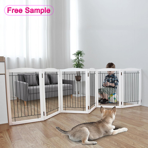 Barrière pliable haute <span class=keywords><strong>pour</strong></span> animaux avec fermeture à bouton <span class=keywords><strong>pour</strong></span> usage intérieur, sans perçage, barrière <span class=keywords><strong>pour</strong></span> chiots avec porte - Product Image 1