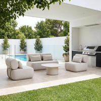 Ensemble de salon d'extérieur 4 places couleur personnalisée avec table basse en aluminium thermolaqué blanc